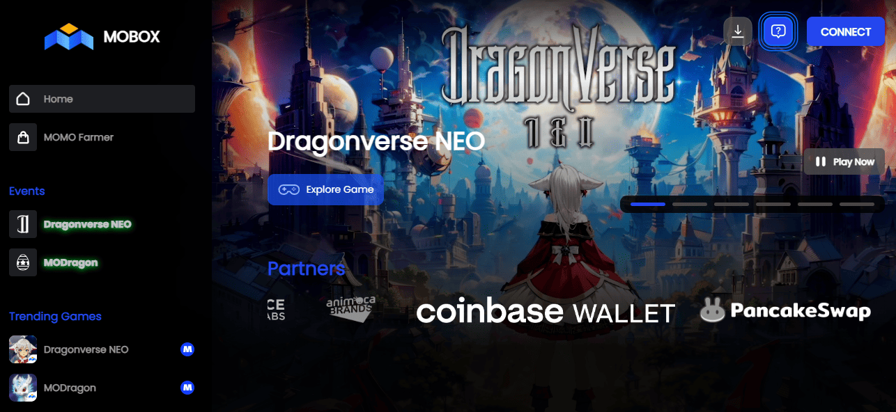 MOBOX platform homepage.