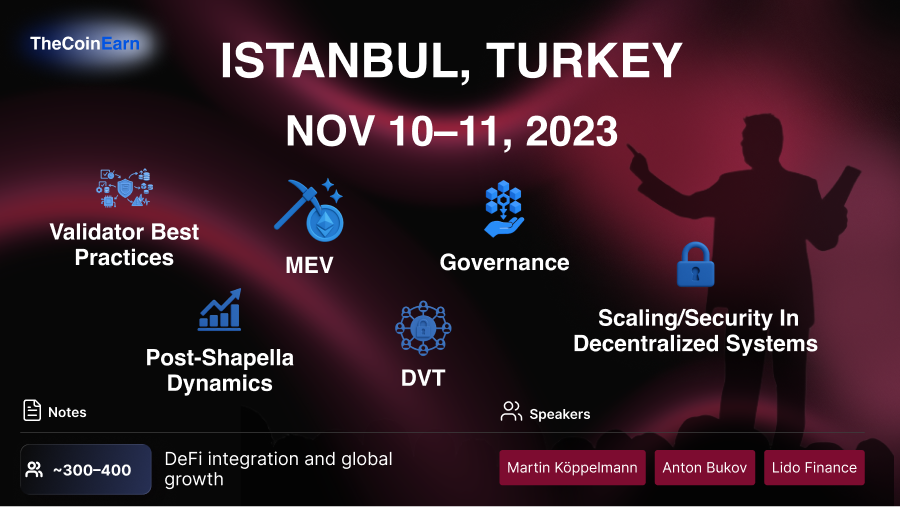 Info for staking summit 2023 in Istanbul, Turkey including date, speakers and key topics.